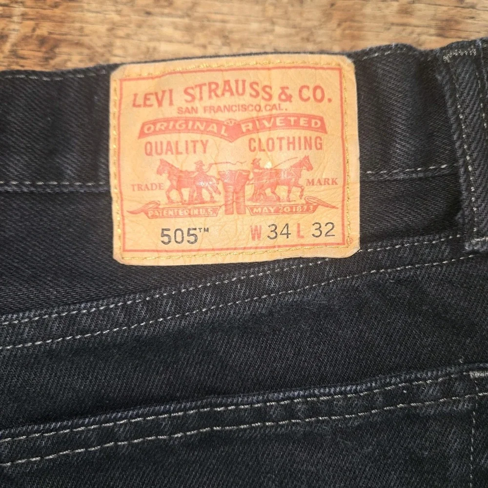 Levi's 505 Men's Black Regular Fit Jean 34Wx32L  Straight Leg Skate Grunge Y2k